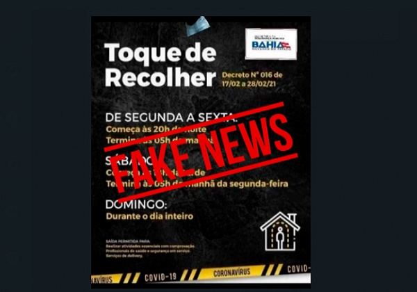 Fato ou fake? É falsa imagem que diz que toque de recolher durará todo o fim de semana