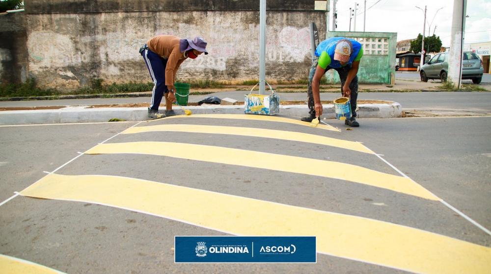 Prefeitura de Olindina destaca pintura de redutores de velocidade nas redes sociais