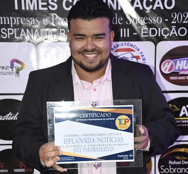 Esplanada Notícias é premiado pela segunda vez como melhor site do ano de 2022 de acordo com pesquisa de opinião pública feita por uma empresa especializada