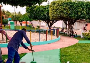 Obras avançam em nova praça no Loteamento Maria Quitéria no Bairro de Nova Pastora em Cardeal da Silva
