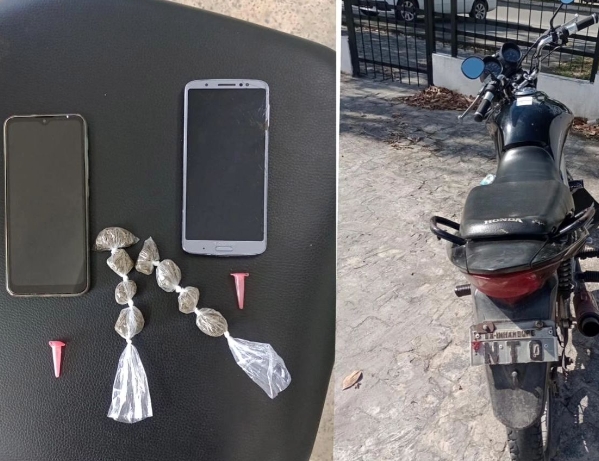 Em Alagoinhas, policiais do 4° BPM apreendem droga motocicleta com placa adulterada