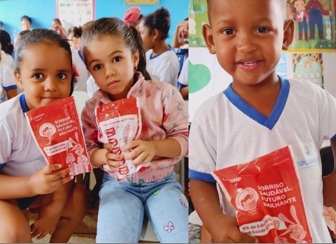 Centenas de alunos de Cruz das Almas, São José, Limões, e Chapada recebem kit de higiene oral